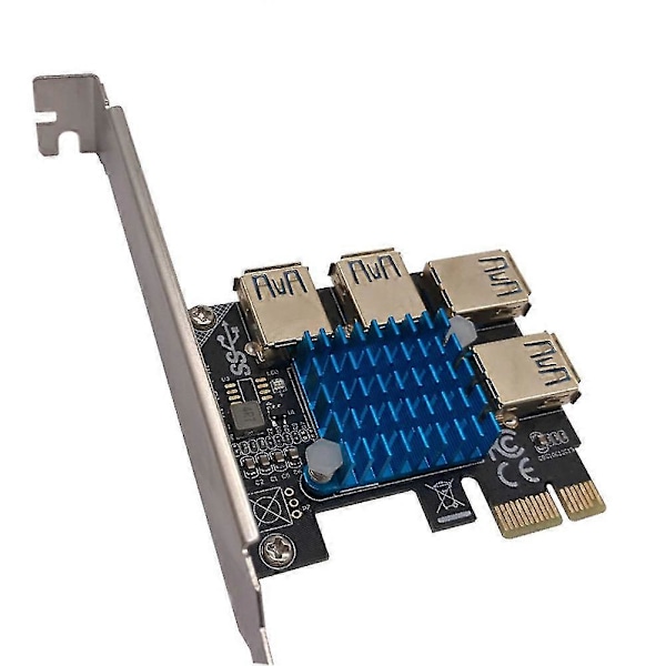 PCI-e 1 til 4 PCI Express Port Riser Kort / PCIe X1, X4, X8, X16 Slots GPU Riser / USB 3.0 Multi-car