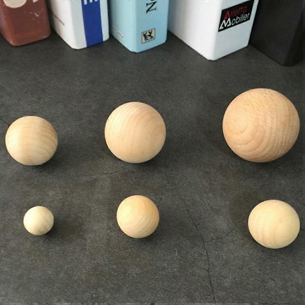5 stk. 4 cm Diameter Trækugler DIY Runde Kugler Umalede Kugler Håndværksartikler