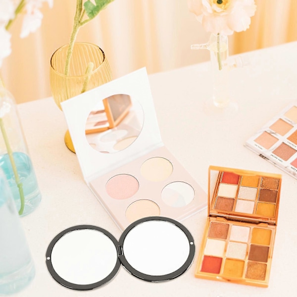 1 stk. Bærbart Makeup Spejl Dobbeltsidet Makeup Folde Spejl til Kvinder (Sort)