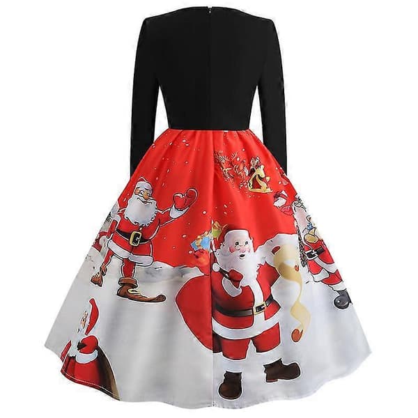 Naisten Joulu Retro Midi Mekko Red XL