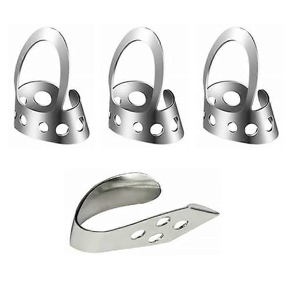 4 stk. Tommelplekter Utfrest Justerbar Tommel Indeks Ring Langfinger Plekter
