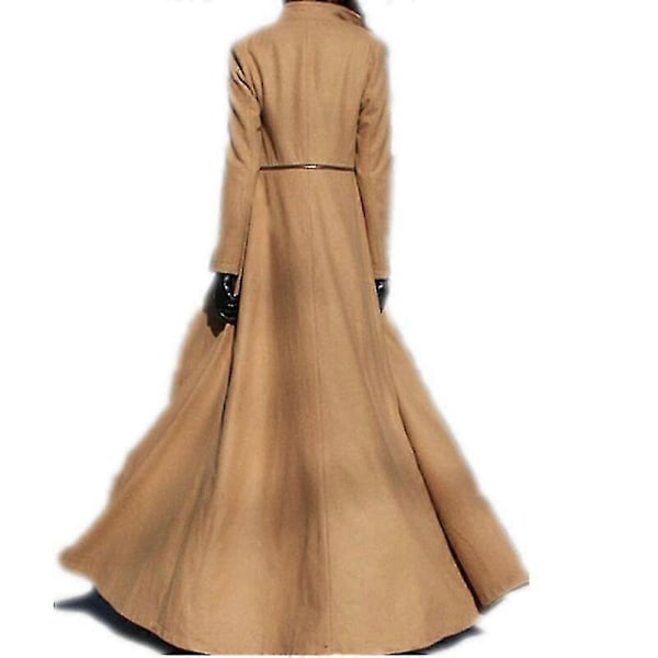 Dam Långärmad Kappa Lång Design Ytterkläder Maxi Vinter Höst Black S