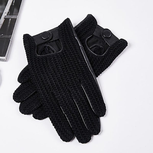 Evago pekskärmshandskar i äkta läder för män Halkfria motorcykel handskar i getskinn BLACK XL