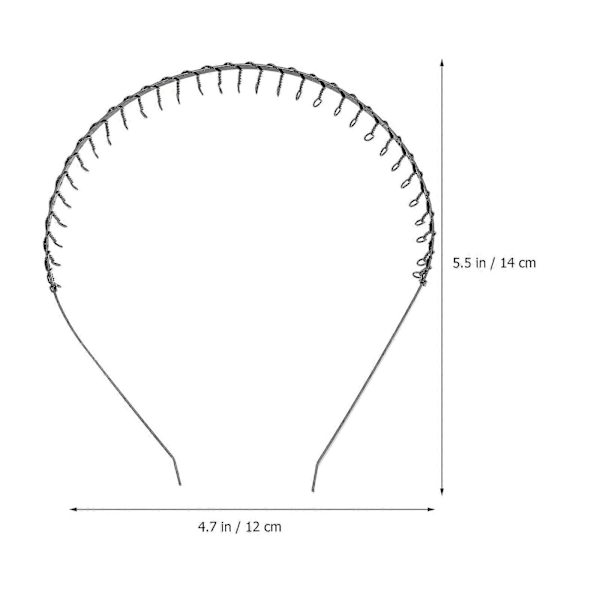 6 st Unisex Svart Våg Metall Kam Tänder Hår Flicka Herr Pannband Hårband Håraccessoar