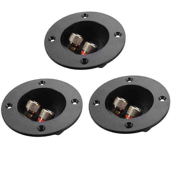 3 stk DIY Hjemmebil Stereo 2-veis Høyttalerboks Terminal Bindingsstolpe Skruekoblinger Subwooferplugger (Svart)
