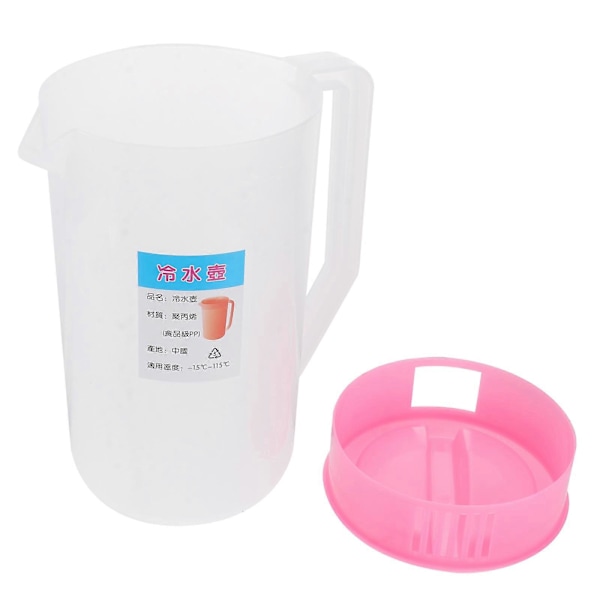 Målekande med skala, drikkevarebeholder med låg, varmebestandig koldtvandskande, plastik juicekande (2500ml Pink)