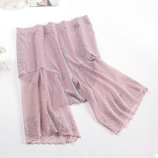 Slipshorts för kvinnor under klänning, sömlösa släta underkläder spets lår trosor säkerhetsshorts shorts under kjol A Pink XL 60kg-80kg
