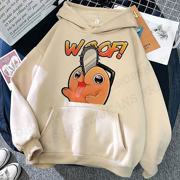 Chainsaw Man Makima Pochita Huppari Miehet Naiset Muoti Chainsaw Man Hupparit Lapset Anime Hupparit Collegepaidat Hupullinen Tyttö Takit 2DF5112308-beige XXL