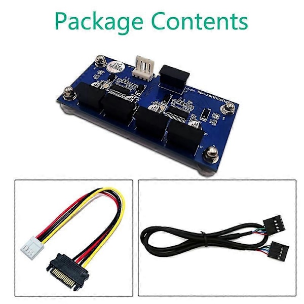 Magnetisk 9-Pin 1 In 4 Ut USB 2.0 Hub Adapter Expansionskort med SATA-kabel