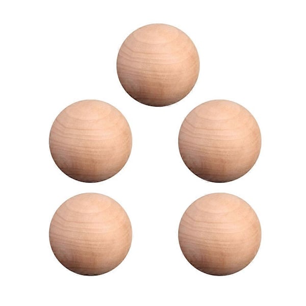 5 stk. 4 cm Diameter Trækugler DIY Runde Kugler Umalede Kugler Håndværksartikler