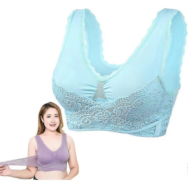 Turmalin Formende Trådløs Silke-BH, Lymphvity Detoxification And Shaping & Kraftig Løfte-BH for Kvinner Blue XL