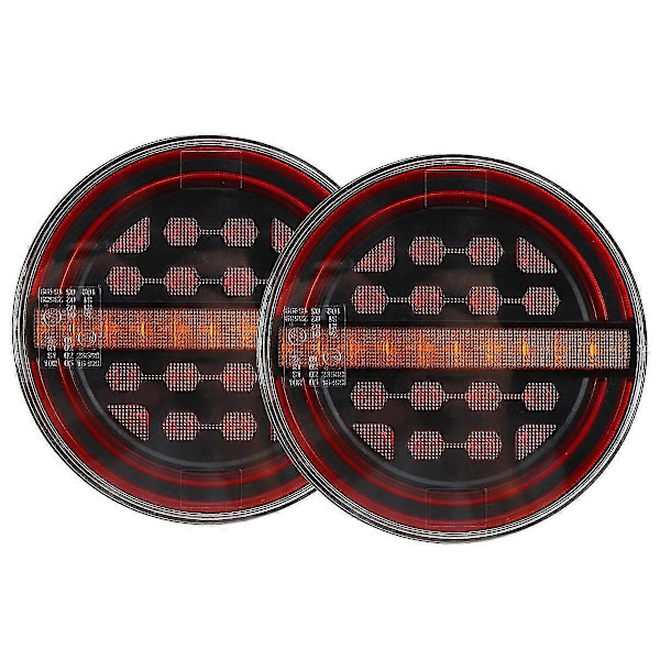 2 stk. 5,3 tommer Rund LED Lastbil Trailer Lys Baglygte Bremse DRL Flow Blinklys Lampe Bil Skibe Va