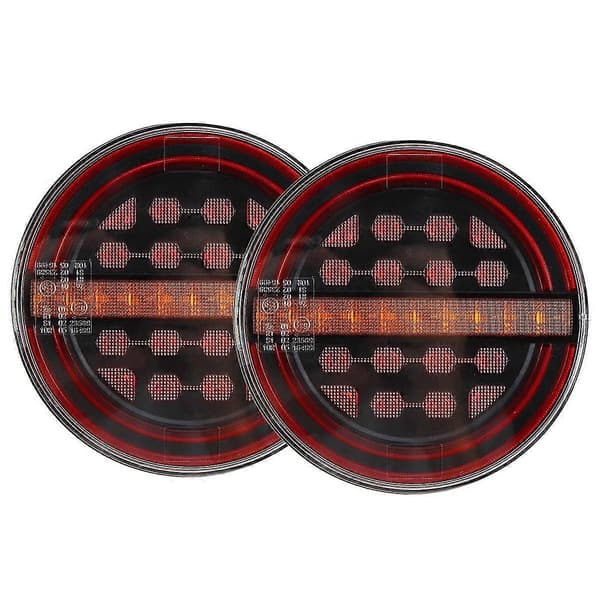 2 stk. 5,3 tommer Rund LED Lastebil Tilhenger Lys Baklys Brems DRL Flyt Blinklys Lampe Bil Skip Va