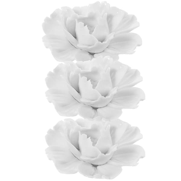 3 st Keramiska Blommor Väggkonst Dekor Väggmonterad Blomdekoration Hem Väggprydnad