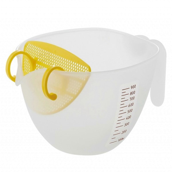 1L Ägg Flytande Mätkopp Avtagbart Filter Skalmarkering Stor Kapacitet Bekvämt Handtag Transparent Skumfiltrering Bakverktyg Multifunktionell E