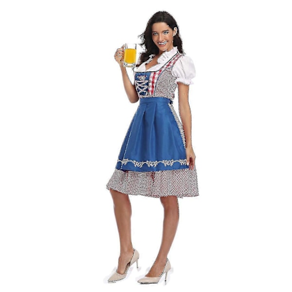 Naisten Oktoberfest Oluttyttö Puku Baijerilainen Perinteinen Dirndl Mekko Cosplay Naamiaisasu Blue M