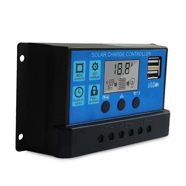 30a Solar Char Pwm S 12v 24v Auto Lcd Lcd-skjerm Dobbel Usb 5v Utgang Solar P