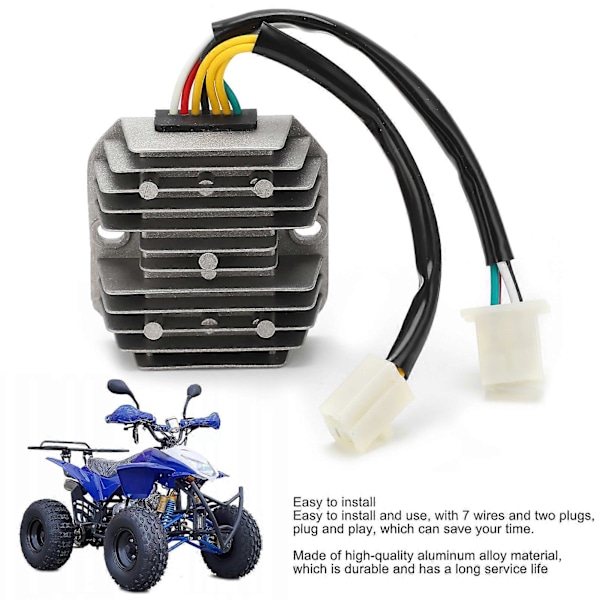 Spændingsregulator Ensretter 7 Ledninger Dobbeltstik Aluminiumslegering ABS til Scooter Knallert ATV 12V