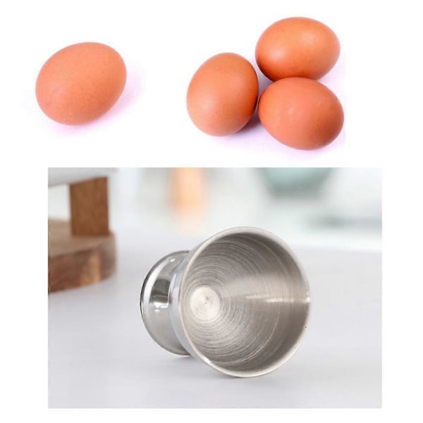 2 stk. Eggkopp i rustfritt stål, kokt eggstativ, kjøkkenverktøy for frokostbrunsj (liten eggkopp)