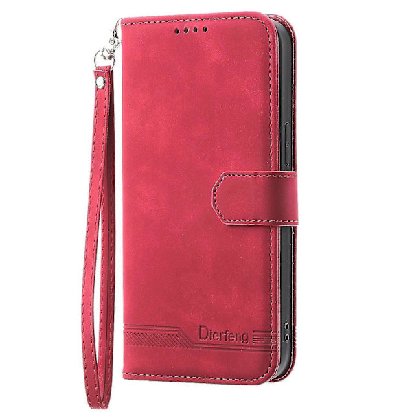 DIERFENG DF-03 Fodral för Motorola Moto G34 5G Plånboksfodral PU Läder Telefonskal - Röd Red Style D Motorola Moto G34 5G