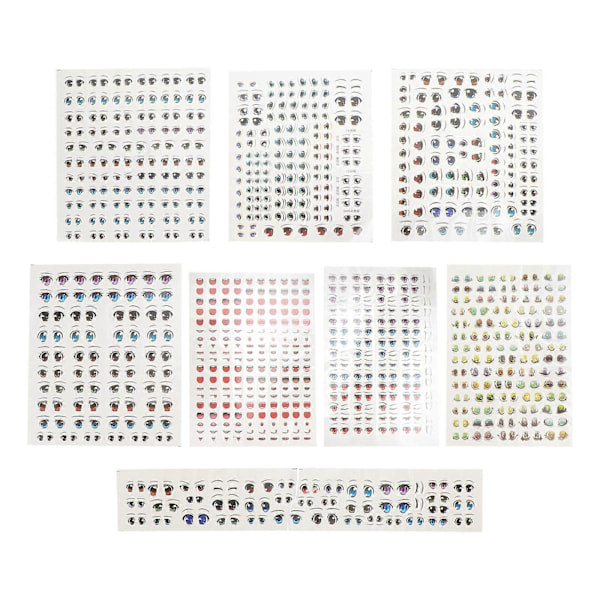 8 Arkkia DIY Nuken Silmätarrat Eläinfiguuri Nuken Meikki Tarrat Vesi Tarrat (Sekalainen Tyyli)