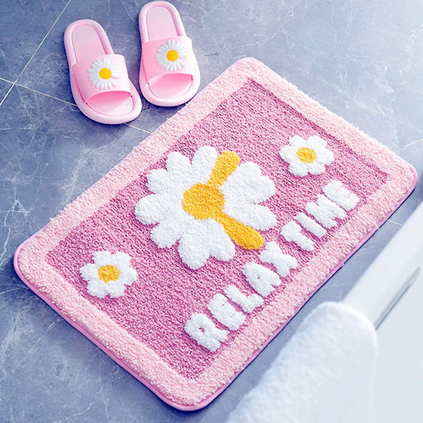 Tflycq Rosa Blomma Badrumsmattor Halkfria Duschmattor Badmatta Kompatibel Med Badkar Utomhusmattor Sovrum Vardagsrum Kök White green pink
