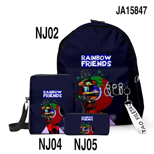 3 kpl Rainbow Friends -koululaukku, olkalaukku, lasten reppu style 8