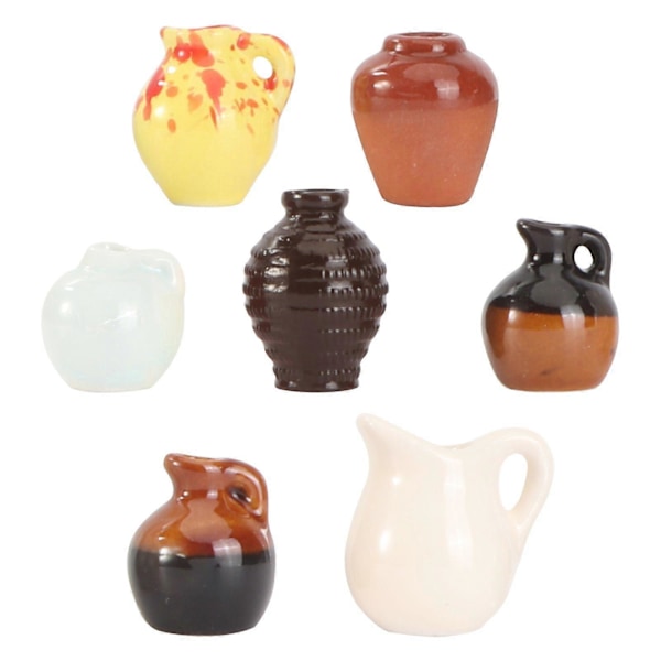 7 stk. Mini Vase Pynt Keramikk Vase Mikro Landskap Prop Tilfeldig Farge Stil