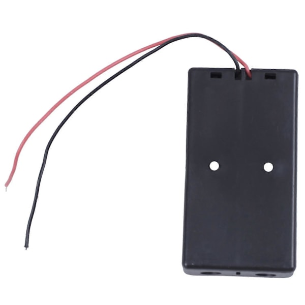 Svart 2 X 3.7v 18650 Batterihållare med spetsiga batterier med trådar