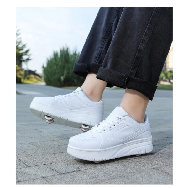 Rullskridskoskor Barn Sneakers med Hjul Barn Rullskridskor Mode Utomhussportskor Flickor Pojkar white 32