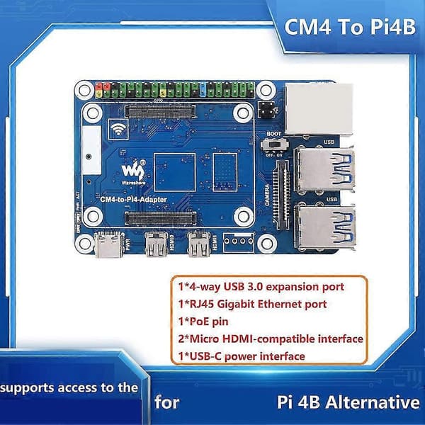 Cm4 Til Pi4b Udvidelseskort 4-vejs Usb3.0+rj45 Gigabit Ethernet Port Cm4 Til Pi4 Adapter Til 4b Boar