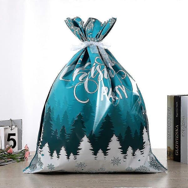 10 st julpåsar återanvändbara stora julklappspåsar dragsko presentpåse Blue 44*57cm