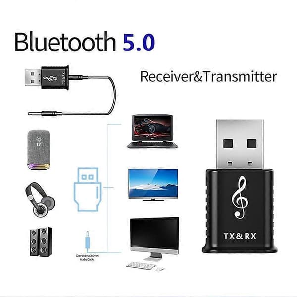 Bærbar 2 i 1 Sender Audio Receiver Bluetooth-kompatibel 5.0 Adapter til PC Laptop