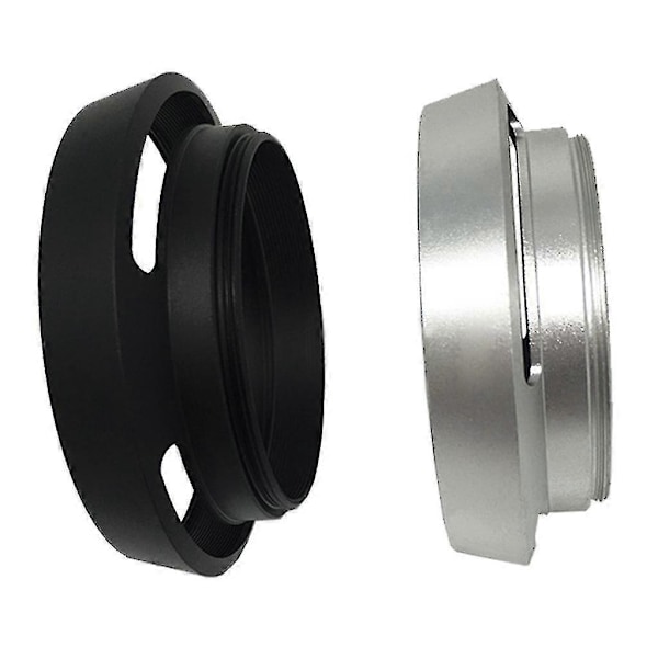 Metallinen tuuletettu linssisuojus 37mm 40.5mm 43mm 46mm 49mm 52mm kameroille, aurinkosuoja Silver 49mm