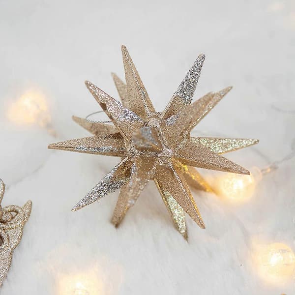 Plast Jule Glitter Ornament Snøfnugg Tre Engel Krans Vinterdekorasjon Key