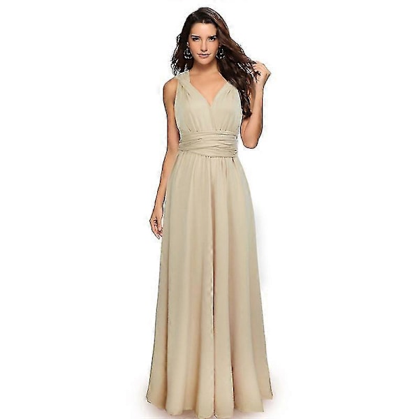 Dame Aften Multi Way Wrap Brudepige Formel Lang Maxikjole Ysm2035 Champagne No.2 L