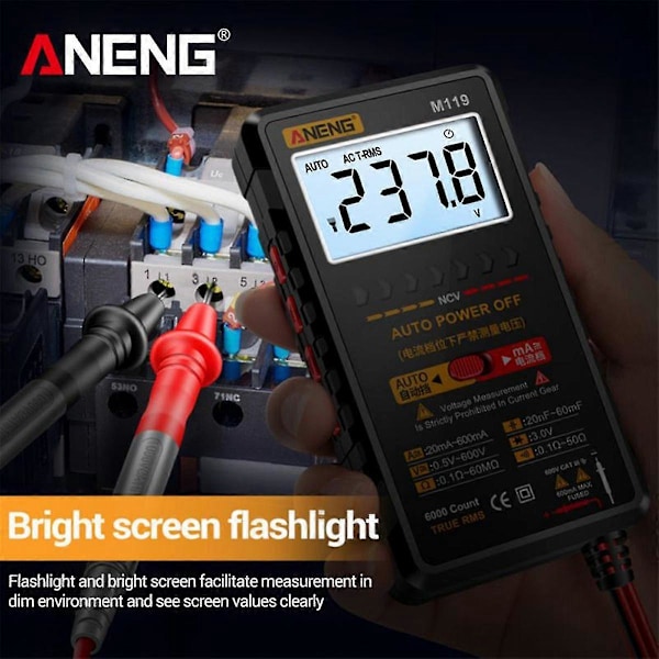 M119 Bärbar Digital Multimeter 6000 Räkningar Multimetro Avometer Transistor Kondensator Testare
