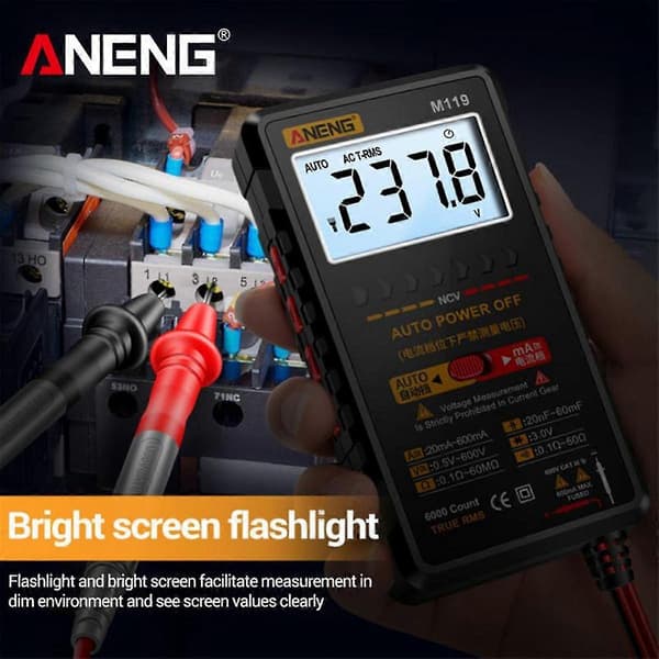 M119 Bærbar Digitalt Multimeter 6000 Tellinger Multimetro Avometer Transistor Kondensator Tester