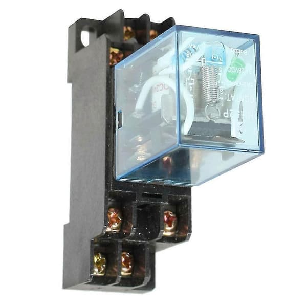 Hh52p Dc 24v Spole Dpdt 8 Ben Elektromagnetisk Relæ Med Dyf08a Base, Sort+ Klar Blå