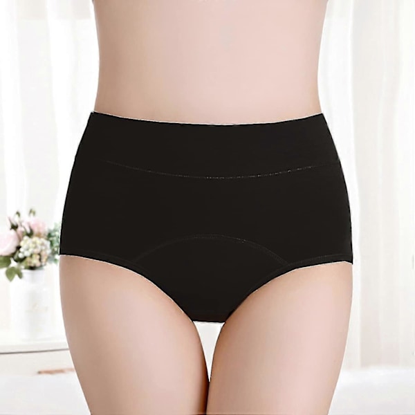 3 stk. Dame Periodetætte Trusser Menstruationstrusser Bomuld Menstruationsundertøj Black x Gray x Coffee XL