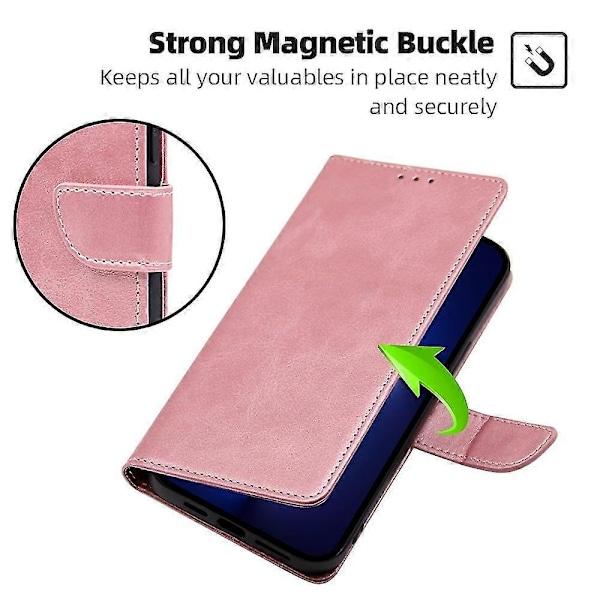 For Honor X6a 4G Deksel Kalveskinntekstur PU Lær Støtsikkert Telefondeksel Pink gold Style B Honor X6a 4G