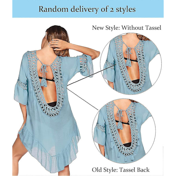 Badedragt Cover Up Dame Badedragt Kjole Plus Size Sexet Bikini Strand Tunika Top Sommer A sky Blue M