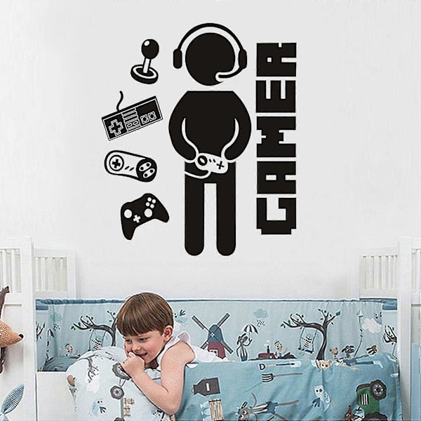 2x Gamer-dekaler för pojkars rum Kreativa spelväggsdekaler för barnkammare Pojkars sovrum Lekrum Vägg D