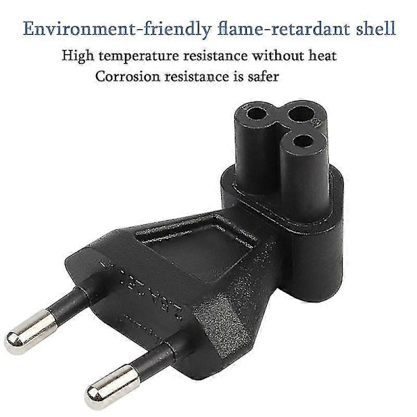 2-nastainen EU-uros IEC 320 C5 -naaras AC-adapteri 2,5 A sulakkeella, EU-teollisuusvirtamuunnin