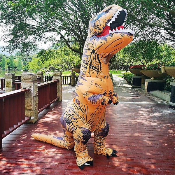 Dinosaurie Uppblåsbar Cosplay Kostym T-Rex Anime Tecknad orange Fit Height 150-195cm