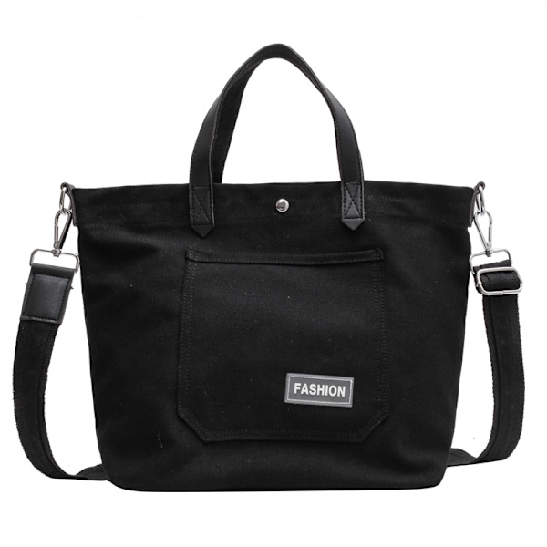 Dammode Canvas Crossbody Väskor Stor Kapacitet Kvinnlig Enkelhet Mångsidiga Axelväskor Designer Dam Fritidshandväskor Black