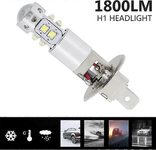 2 stk. H1 LED-frontlyspærer Super Bright 6000K Hvite LED-tåkelyspærer Frontlykt