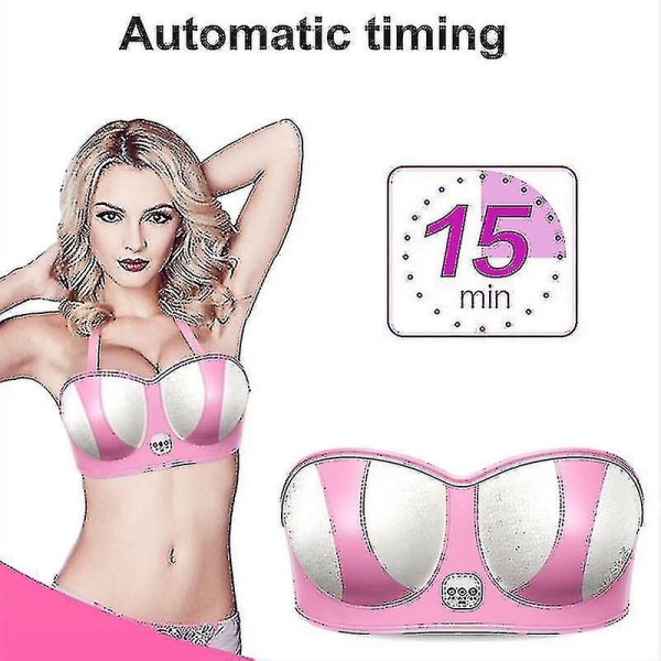 Electric Chest Enlarge Massager Breast Enhancer Booster Heating Breast Stimulator Pink Rechargeable