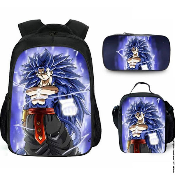 3 st 16 Tum Dragon Ball Goku Skolväska Barn Skolväska Purple 16inch double-deck