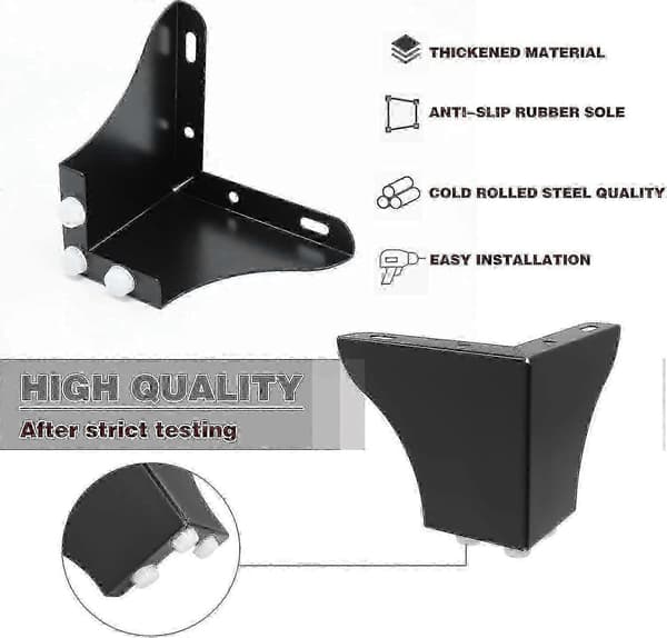 4 st Metallmöbelben, 10 cm höga soffben, moderna triangulära möbelfötter DIY-ersättning